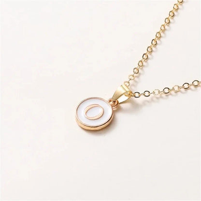Gold Accented Circle Letter Initial Necklace