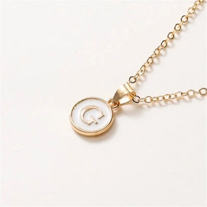 Gold Accented Circle Letter Initial Necklace