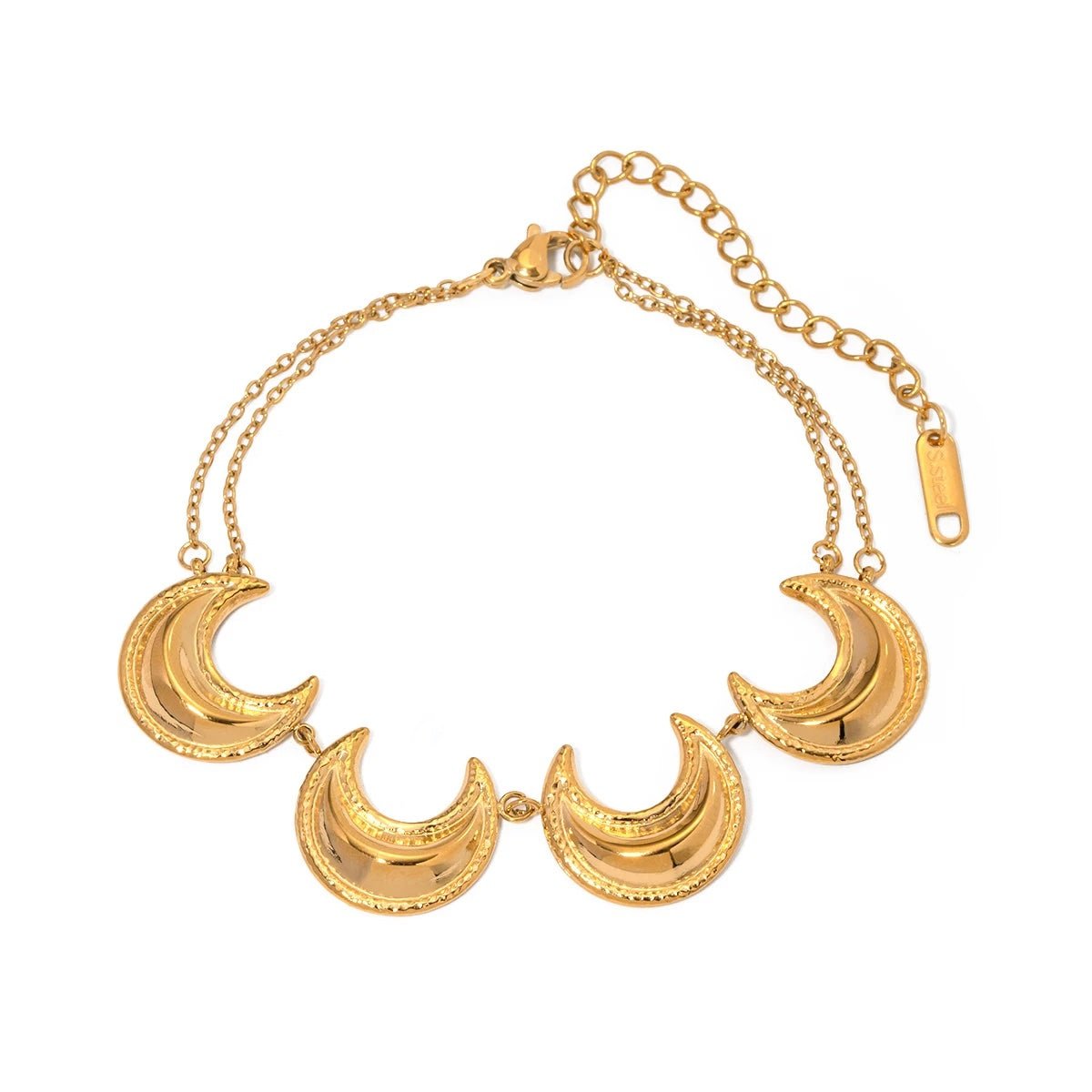 Golden Crescent Moon Astrology Necklace Bracelet Earrings Jewelry Set