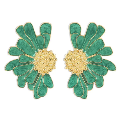 Half Flower Enamel Earrings