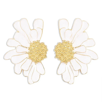 Half Flower Enamel Earrings