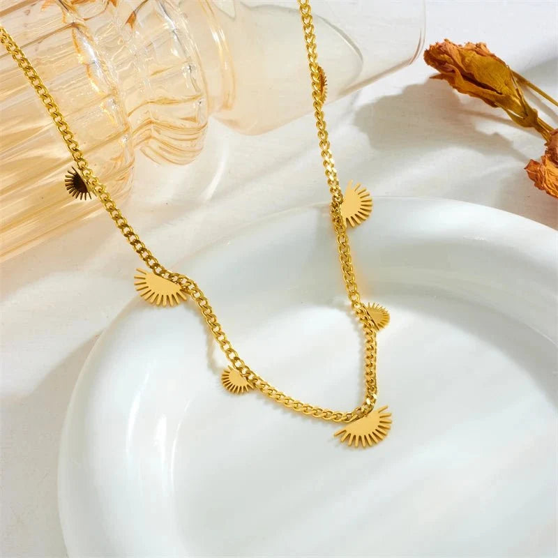 Half Sun Charm Necklace and Bracelet Set