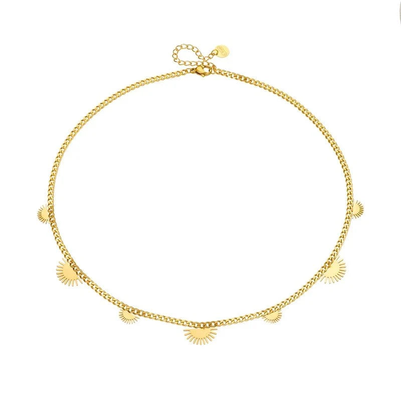 Half Sun Charm Necklace and Bracelet Set