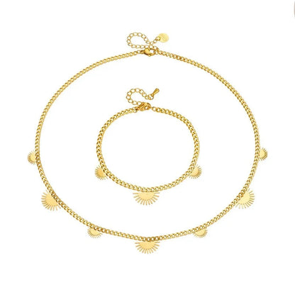 Half Sun Charm Necklace and Bracelet Set