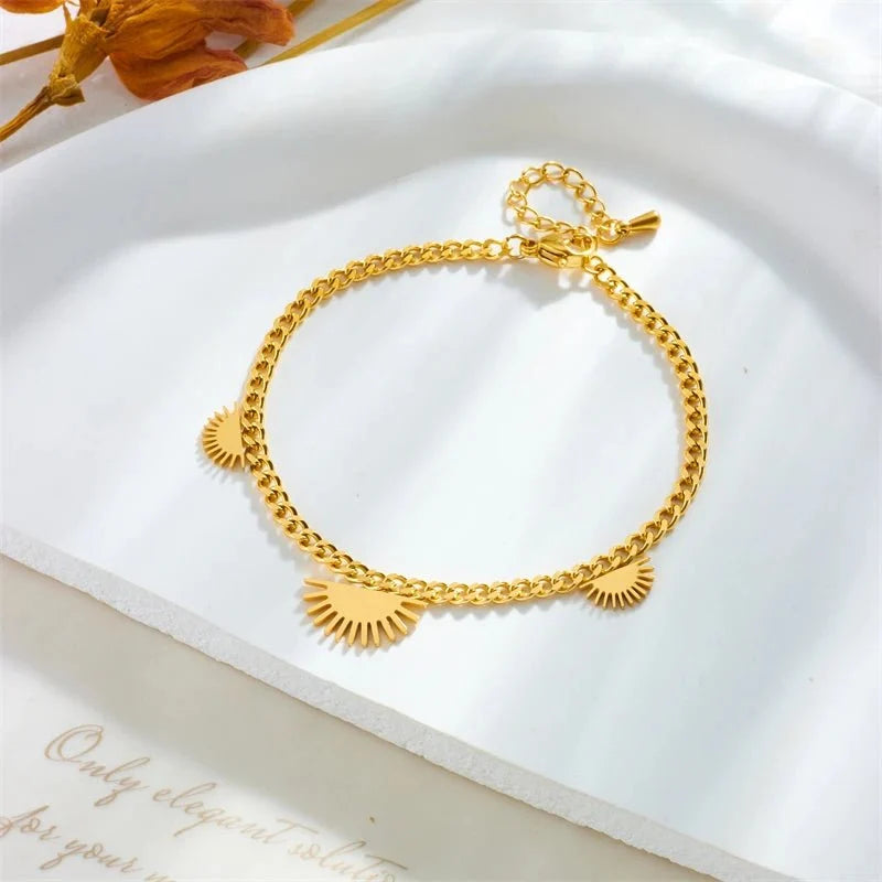 Half Sun Charm Necklace and Bracelet Set