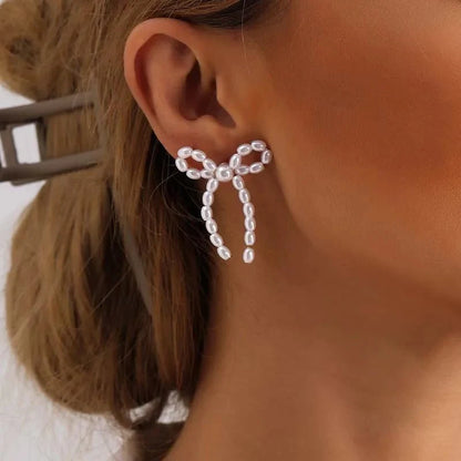 Iconic Dainty Pearl Bow Earrings