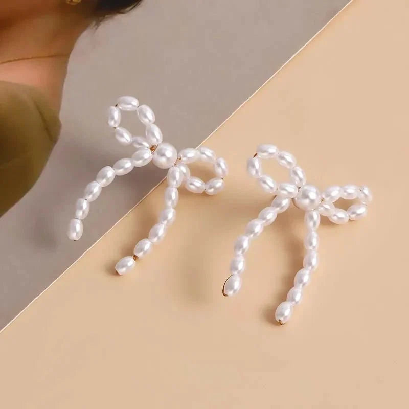 Iconic Dainty Pearl Bow Earrings