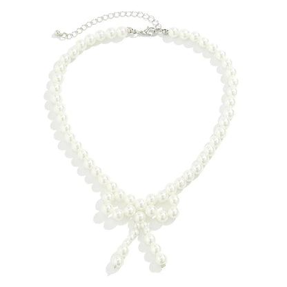 Iconic Dainty Pearl Bow Necklace