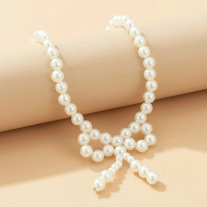 Iconic Dainty Pearl Bow Necklace