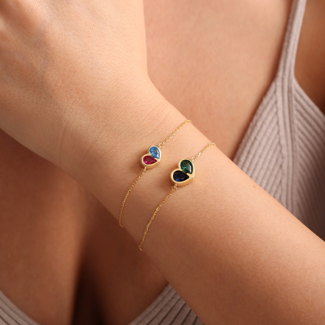 Forever Linked Birthstone Heart Necklace & Bracelet