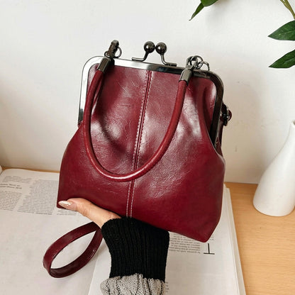 Vintage Inspired Kiss-Lock Satchel Bag