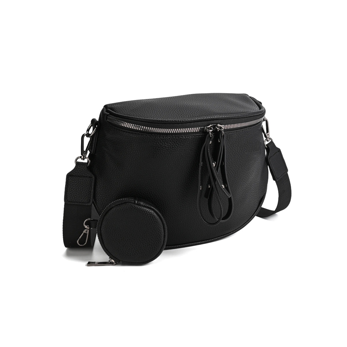 Half-Moon Cross Body Bag With Detachable Pouch