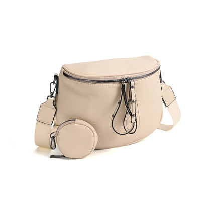 Half-Moon Cross Body Bag With Detachable Pouch
