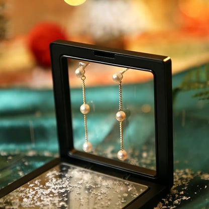14k Modern Triple Drop Pearl Earrings