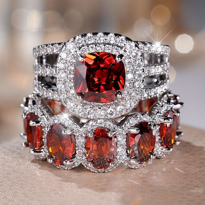 2pc Statement Large Stone Ring Stack