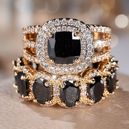 2pc Statement Large Stone Ring Stack