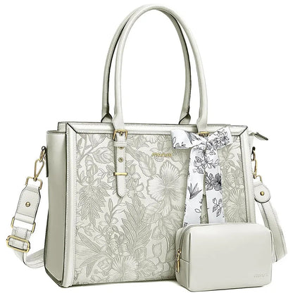 Scarf Accented Floral Patterned Bag