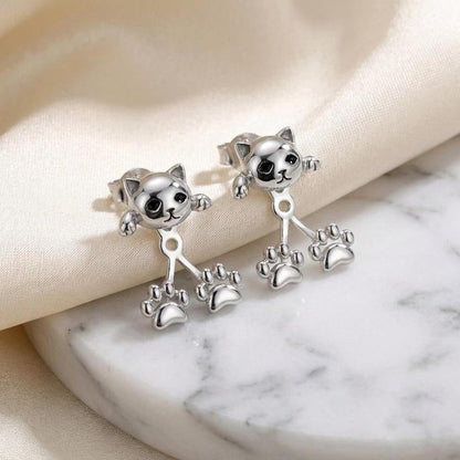 S925 Cute Cat Paw Earrings