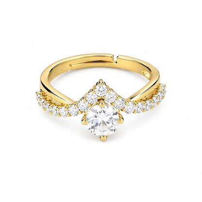 Adjustable Split Shank Pave Chevron Ring