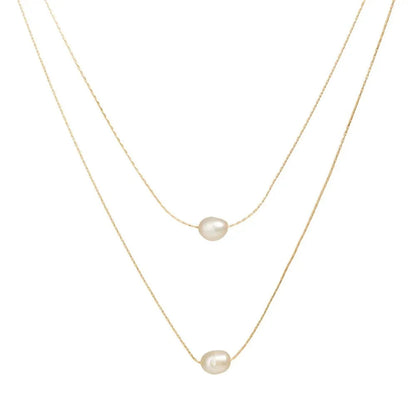 Layered Dainty Strung Pearls Necklace