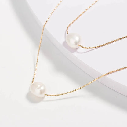 Layered Dainty Strung Pearls Necklace
