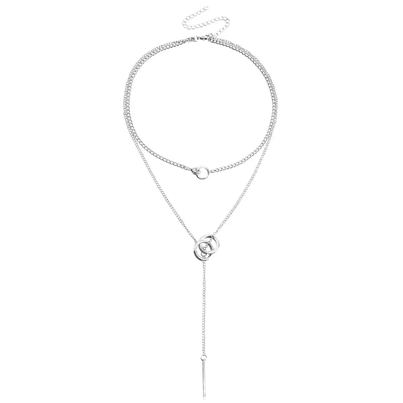 Layered Dual Circle Chain Necklace