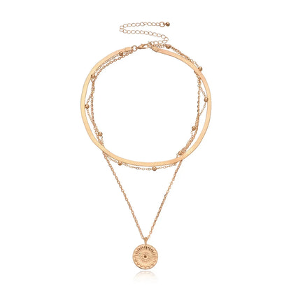 Layered Floral Pendant Herringbone & Dainty Necklaces Stack