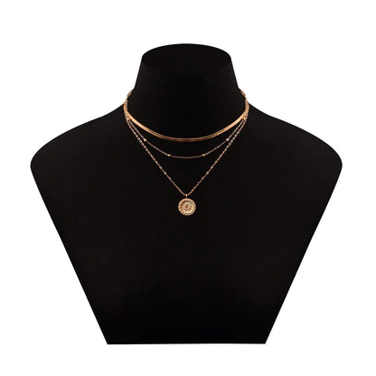 Layered Floral Pendant Herringbone & Dainty Necklaces Stack