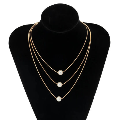 Layered Pearls Strung On Rope Necklace
