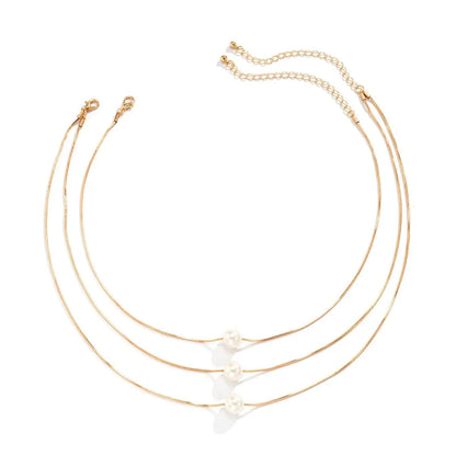 Layered Pearls Strung On Rope Necklace