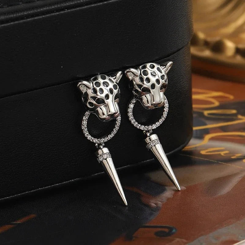 Leopard Circle Dangle Earrings