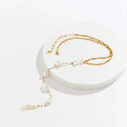 Long Pearl Drop Tassel Necklace