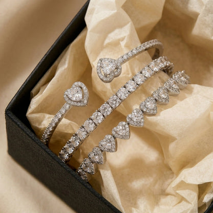 3pc 14k CZ Accented Bracelet Stack