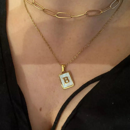 Minimal Accented Pearl Letter Initial Necklace