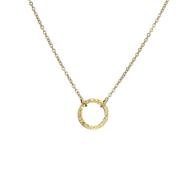 Minimal Textured Circle Necklace