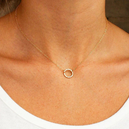 Minimal Textured Circle Necklace