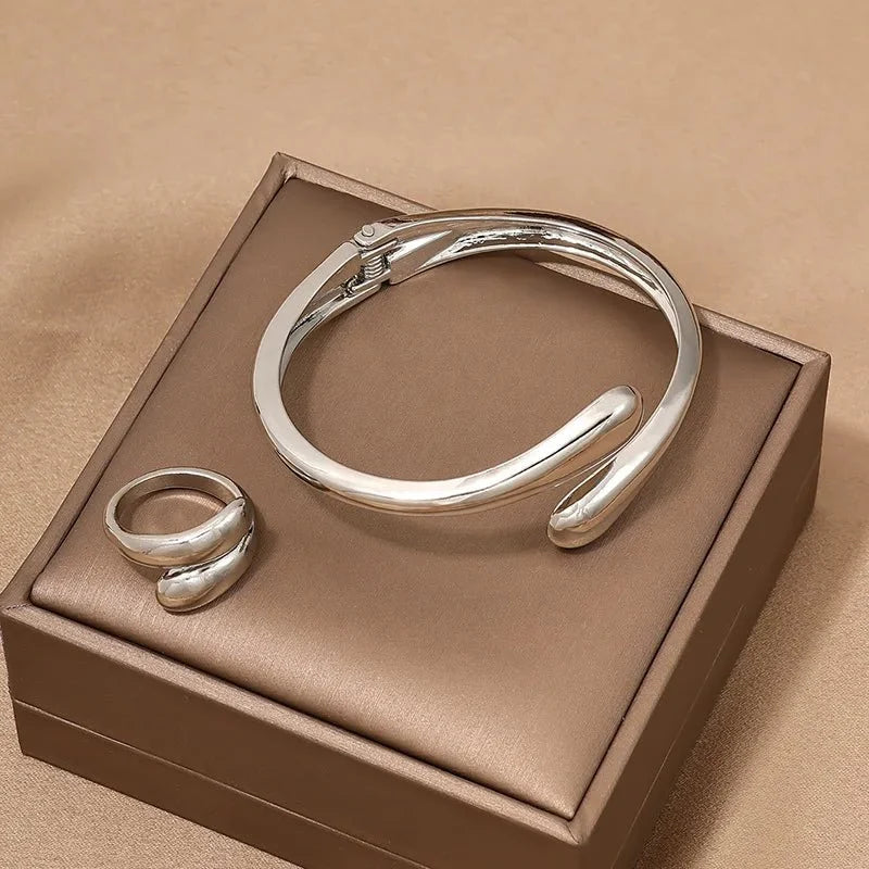 Modern Wrap Choker Necklace, Bracelet, Ring Set