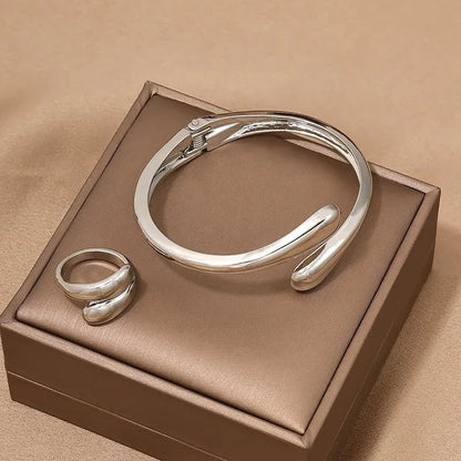Modern Wrap Choker Necklace, Bracelet, Ring Set