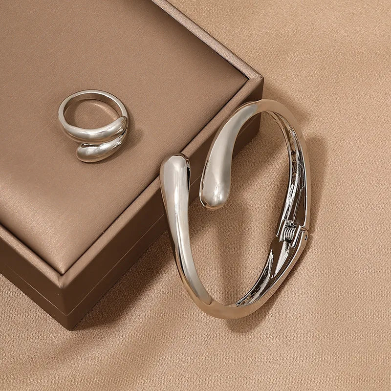 Modern Wrap Choker Necklace, Bracelet, Ring Set