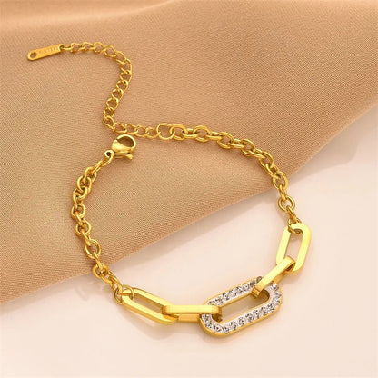 Paperclip Diamond Accented Bracelet