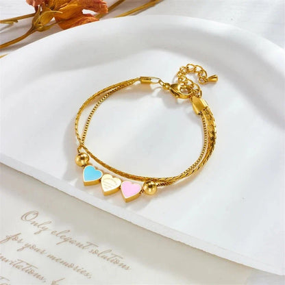 Pastel Forever Love Heart Necklace and Bracelet