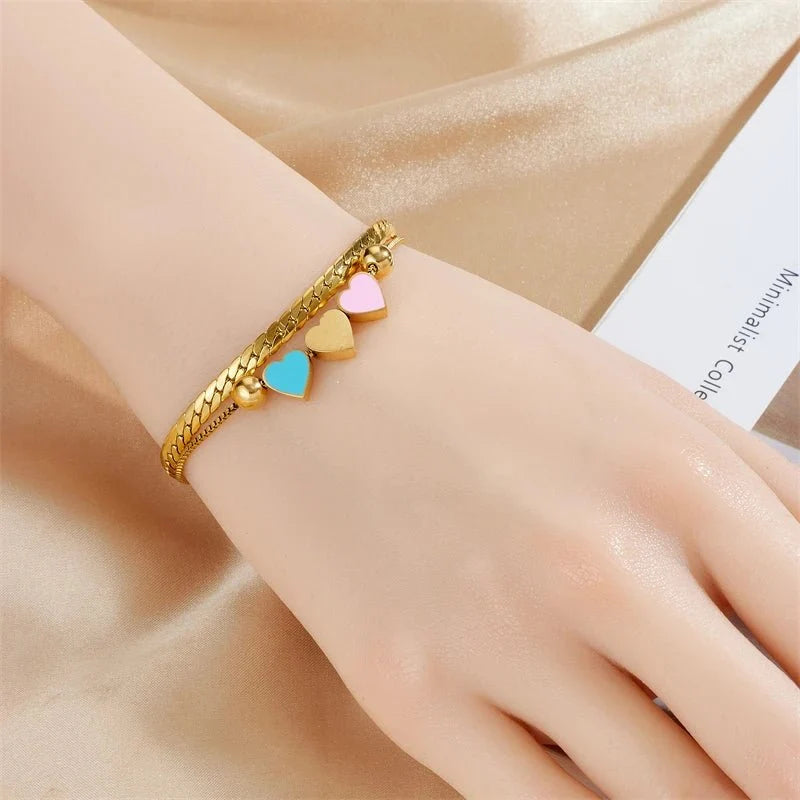 Pastel Forever Love Heart Necklace and Bracelet