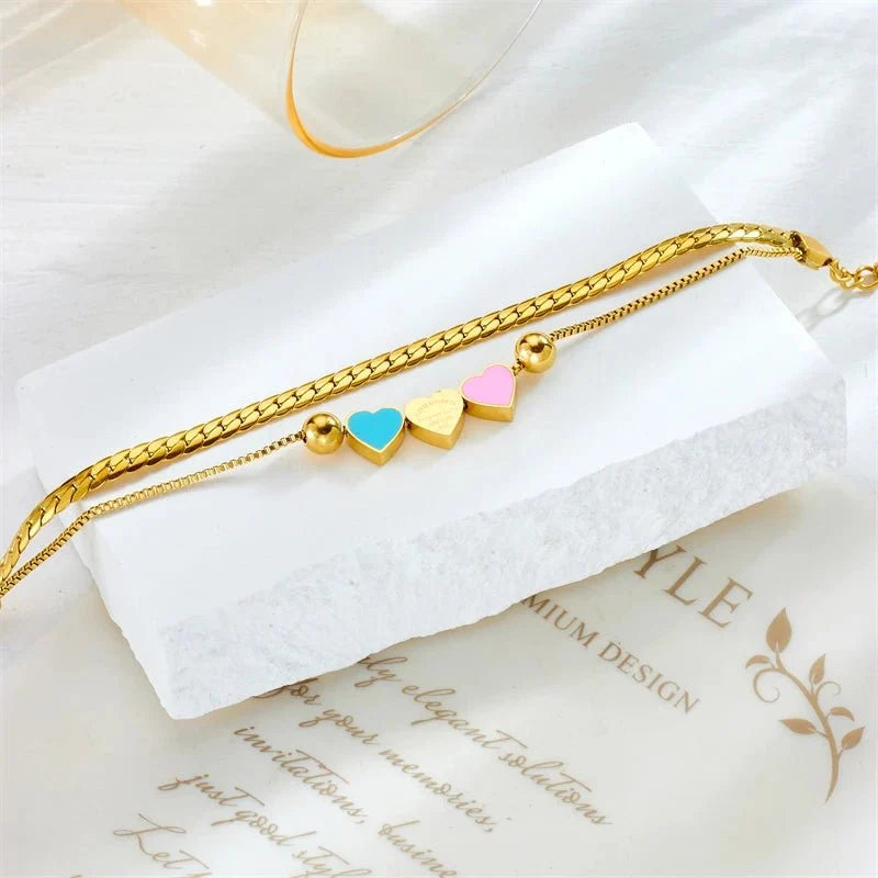 Pastel Forever Love Heart Necklace and Bracelet