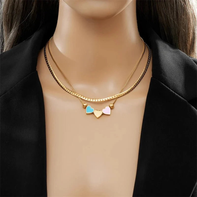 Pastel Forever Love Heart Necklace and Bracelet
