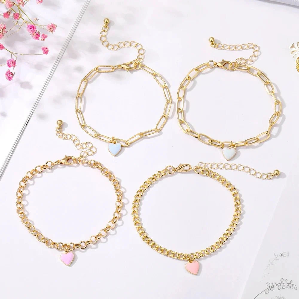 Pastel Heart Bracelet Stack