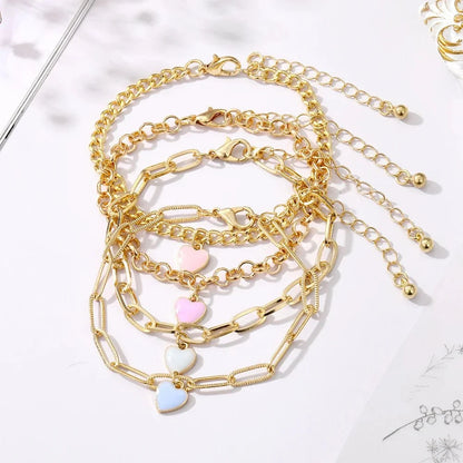 Pastel Heart Bracelet Stack