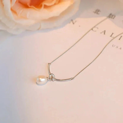Pearl Drop Knot Dainty Chain Necklace