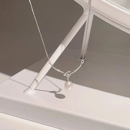 Pearl Drop Knot Dainty Chain Necklace