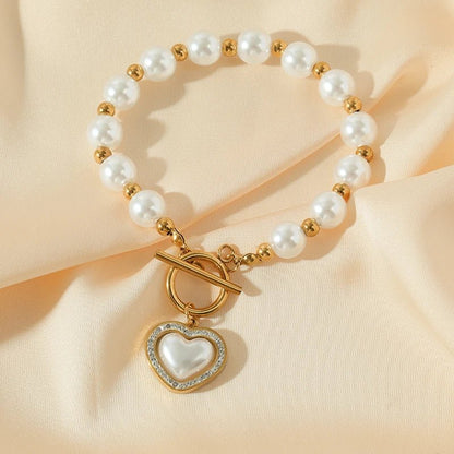 Pearl Heart Clasp Choker Necklace