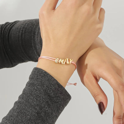 Personalized Bubble Name Layered Rope Bracelet